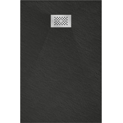 Mexen Hugo   SMC zuhanytálca  80 x 70 cm,  fekete ,  takaró inox - 42707080-X Kompozit zuhanytálca Kompozit zuhanytálca