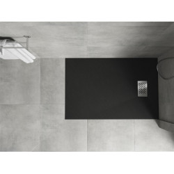 Mexen Hugo   SMC zuhanytálca  90 x 70 cm,  fekete ,  takaró inox - 42707090-X Kompozit zuhanytálca Kompozit zuhanytálca