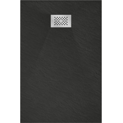 Mexen Hugo   SMC zuhanytálca  90 x 70 cm,  fekete ,  takaró inox - 42707090-X Kompozit zuhanytálca Kompozit zuhanytálca