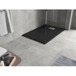 Mexen Hugo   SMC zuhanytálca  90 x 70 cm,  fekete ,  takaró inox - 42707090-X Kompozit zuhanytálca Kompozit zuhanytálca