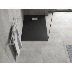 Mexen Hugo   SMC zuhanytálca  110 x 70 cm,  fekete ,  takaró inox - 42707011-X Kompozit zuhanytálca Kompozit zuhanytálca