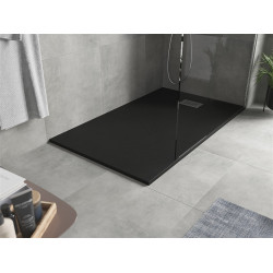 Mexen Hugo   SMC zuhanytálca  140 x 70 cm,  fekete ,  takaró inox - 42707014-X Kompozit zuhanytálca Kompozit zuhanytálca