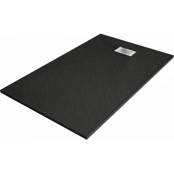 Mexen Hugo   SMC zuhanytálca  160 x 70 cm,  fekete ,  takaró inox - 42707016-X Kompozit zuhanytálca Kompozit zuhanytálca