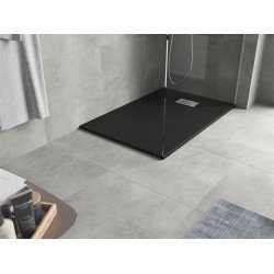 Mexen Hugo   SMC zuhanytálca  100 x 80 cm,  fekete ,  takaró inox - 42708010-X Kompozit zuhanytálca Kompozit zuhanytálca