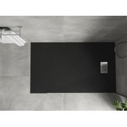 Mexen Hugo   SMC zuhanytálca  150 x 80 cm,  fekete ,  takaró inox - 42708015-X Kompozit zuhanytálca Kompozit zuhanytálca