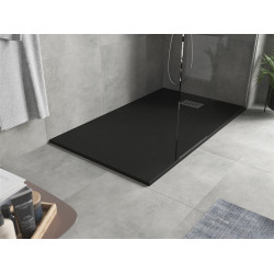 Mexen Hugo   SMC zuhanytálca  160 x 80 cm,  fekete ,  takaró inox - 42708016-X Kompozit zuhanytálca Kompozit zuhanytálca