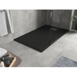 Mexen Hugo   SMC zuhanytálca  160 x 80 cm,  fekete ,  takaró inox - 42708016-X Kompozit zuhanytálca Kompozit zuhanytálca