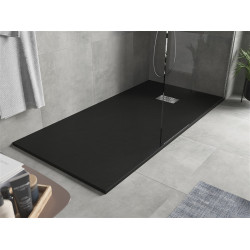 Mexen Hugo   SMC zuhanytálca  170 x 80 cm,  fekete ,  takaró inox - 42708017-X Kompozit zuhanytálca Kompozit zuhanytálca