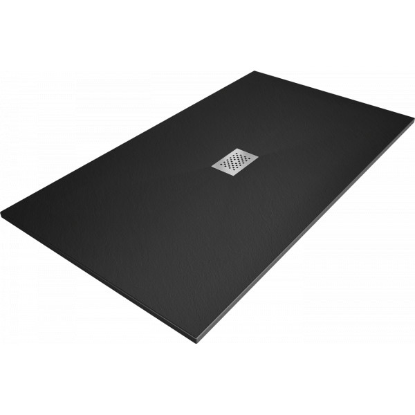 Mexen Hugo   SMC zuhanytálca  150 x 100 cm,  fekete ,  takaró inox - 42701015-X Kompozit zuhanytálca Kompozit zuhanytálca