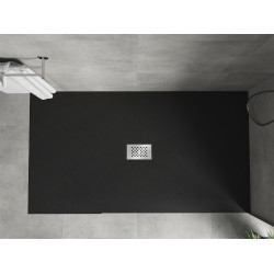 Mexen Hugo   SMC zuhanytálca  160 x 100 cm,  fekete ,  takaró inox - 42701016-X Kompozit zuhanytálca Kompozit zuhanytálca