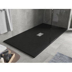 Mexen Hugo   SMC zuhanytálca  160 x 100 cm,  fekete ,  takaró inox - 42701016-X Kompozit zuhanytálca Kompozit zuhanytálca