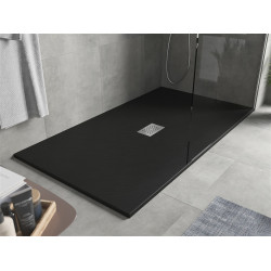 Mexen Hugo   SMC zuhanytálca  200 x 100 cm,  fekete ,  takaró inox - 42701020-X Kompozit zuhanytálca Kompozit zuhanytálca