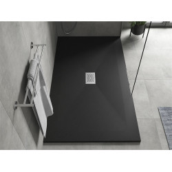 Mexen Hugo   SMC zuhanytálca  200 x 100 cm,  fekete ,  takaró inox - 42701020-X Kompozit zuhanytálca Kompozit zuhanytálca