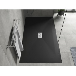 Mexen Hugo   SMC zuhanytálca  200 x 100 cm,  fekete ,  takaró inox - 42701020-X Kompozit zuhanytálca Kompozit zuhanytálca