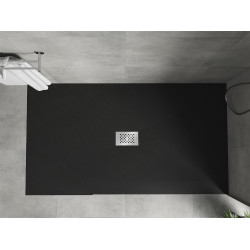 Mexen Hugo   SMC zuhanytálca  200 x 100 cm,  fekete ,  takaró inox - 42701020-X Kompozit zuhanytálca Kompozit zuhanytálca