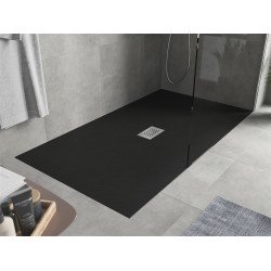 Mexen Hugo   SMC zuhanytálca  200 x 100 cm,  fekete ,  takaró inox - 42701020-X Kompozit zuhanytálca Kompozit zuhanytálca