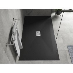 Mexen Hugo   SMC zuhanytálca  200 x 100 cm,  fekete ,  takaró inox - 42701020-X Kompozit zuhanytálca Kompozit zuhanytálca