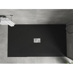 Mexen Hugo   SMC zuhanytálca  200 x 100 cm,  fekete ,  takaró inox - 42701020-X Kompozit zuhanytálca Kompozit zuhanytálca