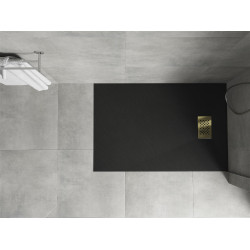 Mexen Hugo   SMC zuhanytálca  80 x 70 cm,  fekete ,  takaró arany - 42707080-G Kompozit zuhanytálca Kompozit zuhanytálca