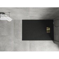 Mexen Hugo   SMC zuhanytálca  80 x 70 cm,  fekete ,  takaró arany - 42707080-G Kompozit zuhanytálca Kompozit zuhanytálca