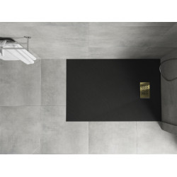 Mexen Hugo   SMC zuhanytálca  110 x 70 cm,  fekete ,  takaró arany - 42707011-G Kompozit zuhanytálca Kompozit zuhanytálca