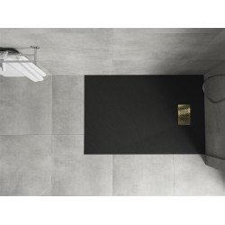 Mexen Hugo   SMC zuhanytálca  110 x 70 cm,  fekete ,  takaró arany - 42707011-G Kompozit zuhanytálca Kompozit zuhanytálca