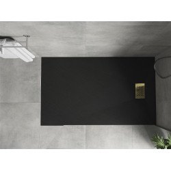 Mexen Hugo   SMC zuhanytálca  140 x 70 cm,  fekete ,  takaró arany - 42707014-G Kompozit zuhanytálca Kompozit zuhanytálca
