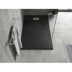Mexen Hugo   SMC zuhanytálca  150 x 80 cm,  fekete ,  takaró arany - 42708015-G Kompozit zuhanytálca Kompozit zuhanytálca