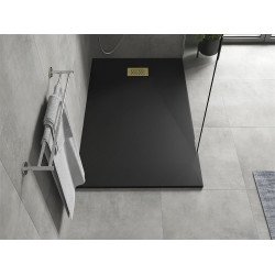 Mexen Hugo   SMC zuhanytálca  140 x 90 cm,  fekete ,  takaró arany - 42709014-G Kompozit zuhanytálca Kompozit zuhanytálca