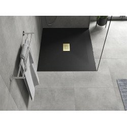 Mexen Hugo   SMC zuhanytálca  110 x 100 cm,  fekete ,  takaró arany - 42701011-G Kompozit zuhanytálca Kompozit zuhanytálca