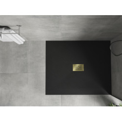 Mexen Hugo   SMC zuhanytálca  120 x 100 cm,  fekete ,  takaró arany - 42701012-G Kompozit zuhanytálca Kompozit zuhanytálca