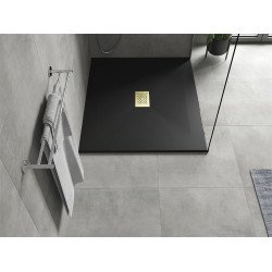 Mexen Hugo   SMC zuhanytálca  120 x 100 cm,  fekete ,  takaró arany - 42701012-G Kompozit zuhanytálca Kompozit zuhanytálca