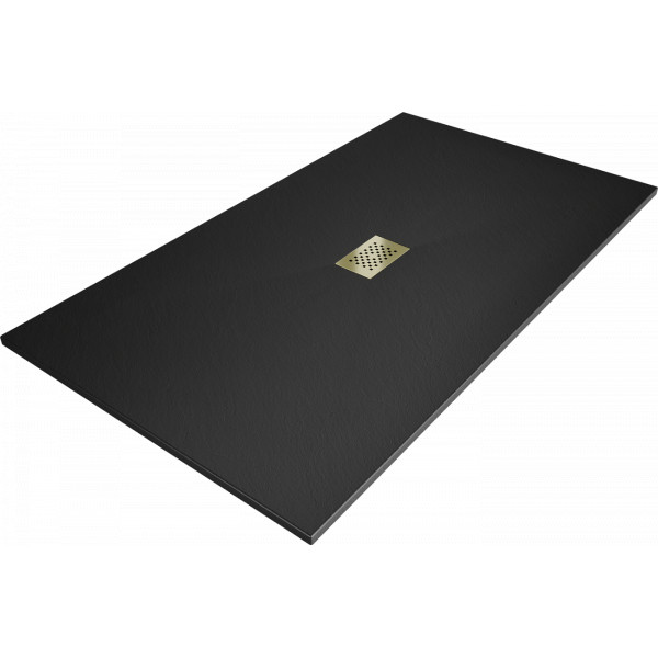 Mexen Hugo   SMC zuhanytálca  150 x 100 cm,  fekete ,  takaró arany - 42701015-G Kompozit zuhanytálca Kompozit zuhanytálca