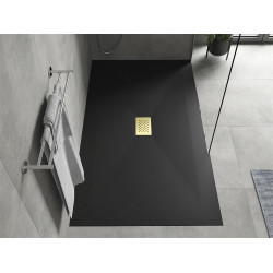 Mexen Hugo   SMC zuhanytálca  150 x 100 cm,  fekete ,  takaró arany - 42701015-G Kompozit zuhanytálca Kompozit zuhanytálca