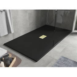 Mexen Hugo   SMC zuhanytálca  150 x 100 cm,  fekete ,  takaró arany - 42701015-G Kompozit zuhanytálca Kompozit zuhanytálca