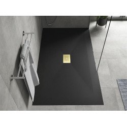 Mexen Hugo   SMC zuhanytálca  150 x 100 cm,  fekete ,  takaró arany - 42701015-G Kompozit zuhanytálca Kompozit zuhanytálca
