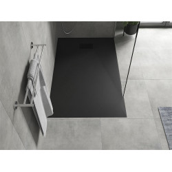 Mexen Hugo   SMC zuhanytálca  150 x 80 cm,  fekete ,  takaró fekete - 42708015-B Kompozit zuhanytálca Kompozit zuhanytálca