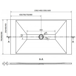Mexen Toro   SMC zuhanytálca  150 x 80 cm, fehér ,  takaró arany - 43108015-G Kompozit zuhanytálca Kompozit zuhanytálca