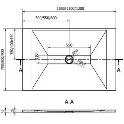 Mexen Toro   SMC zuhanytálca  100 x 70 cm, fehér ,  takaró fekete - 43107010-B Kompozit zuhanytálca Kompozit zuhanytálca