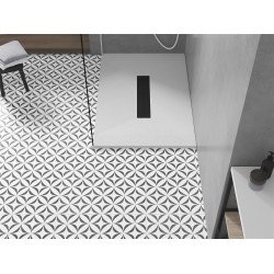 Mexen Toro   SMC zuhanytálca  130 x 80 cm, fehér ,  takaró fekete - 43108013-B Kompozit zuhanytálca Kompozit zuhanytálca