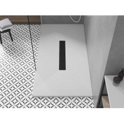 Mexen Toro   SMC zuhanytálca  150 x 80 cm, fehér ,  takaró fekete - 43108015-B Kompozit zuhanytálca Kompozit zuhanytálca