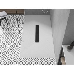 Mexen Toro   SMC zuhanytálca  150 x 80 cm, fehér ,  takaró fekete - 43108015-B Kompozit zuhanytálca Kompozit zuhanytálca