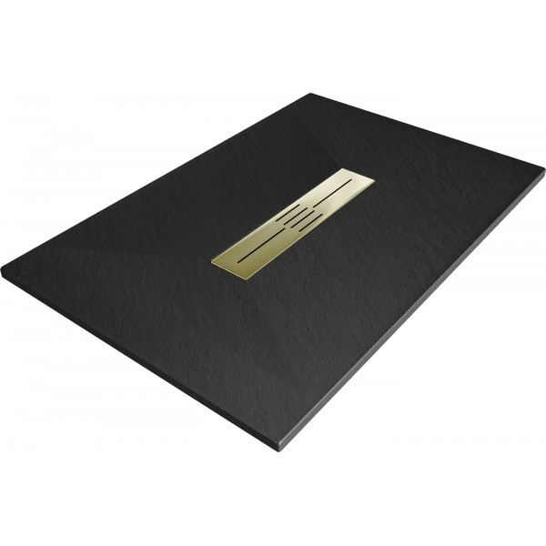 Mexen Toro   SMC zuhanytálca  110 x 70 cm,  fekete ,  takaró arany - 43707011-G Kompozit zuhanytálca Kompozit zuhanytálca
