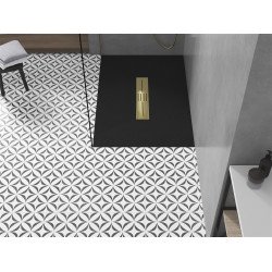 Mexen Toro   SMC zuhanytálca  110 x 70 cm,  fekete ,  takaró arany - 43707011-G Kompozit zuhanytálca Kompozit zuhanytálca