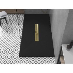 Mexen Toro   SMC zuhanytálca  150 x 70 cm,  fekete ,  takaró arany - 43707015-G Kompozit zuhanytálca Kompozit zuhanytálca