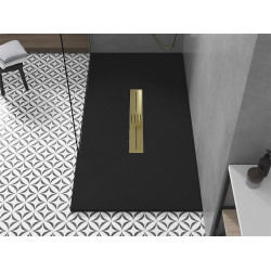 Mexen Toro   SMC zuhanytálca  150 x 80 cm,  fekete ,  takaró arany - 43708015-G Kompozit zuhanytálca Kompozit zuhanytálca