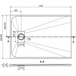 Mexen Hugo   SMC zuhanytálca  110 x 90 cm, fehér ,  takaró inox - 42109011-X Kompozit zuhanytálca Kompozit zuhanytálca