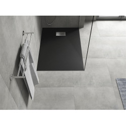 Mexen Hugo   SMC zuhanytálca  110 x 80 cm,  fekete ,  takaró inox - 42708011-X Kompozit zuhanytálca Kompozit zuhanytálca