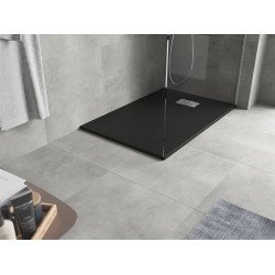 Mexen Hugo   SMC zuhanytálca  100 x 90 cm,  fekete ,  takaró inox - 42709010-X Kompozit zuhanytálca Kompozit zuhanytálca