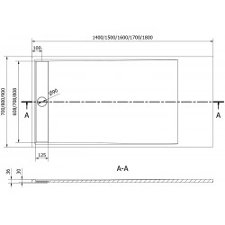 Mexen Amon   SMC zuhanytálca  150 x 80 cm, fehér  - 4F108015 Kompozit zuhanytálca Kompozit zuhanytálca